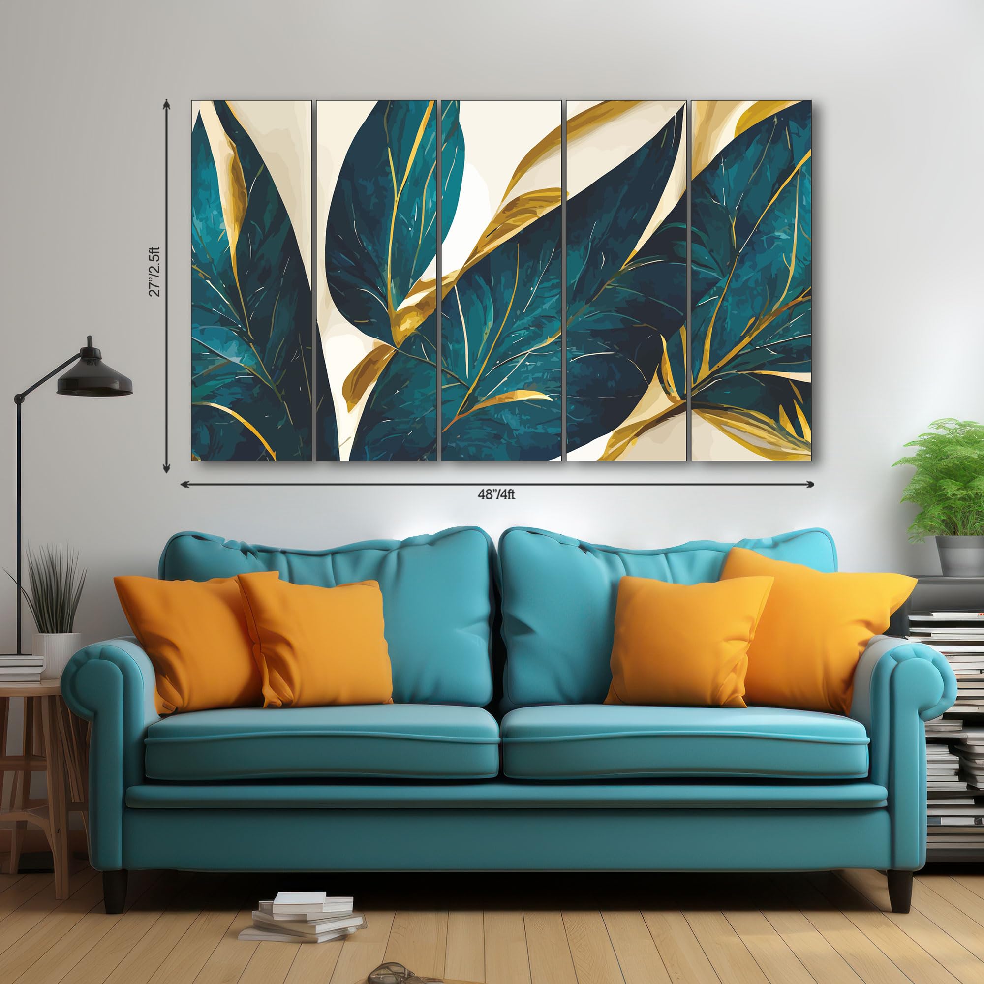 The Castle Decor- flowers painting with frame 5 Big Size (27x48